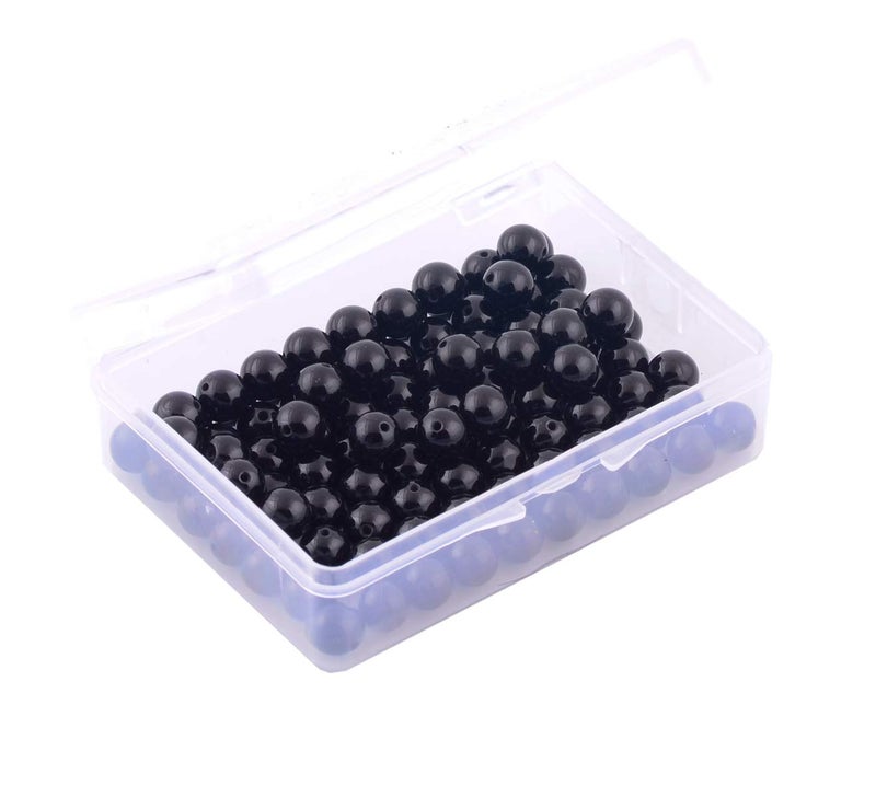 Cmidy Natural Stone Beads 100pcs 8mm Black Obsidian Round Genuine Real Stone Beading Loose Gemstone Hole Size 1mm DIY Charm Smooth Beads for Bracelet Necklae Earrings Jewelry Making (Black Obsidian, 68mm) - Image 4